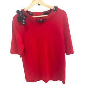 Talbots red knit nautical coastal  sweater top large